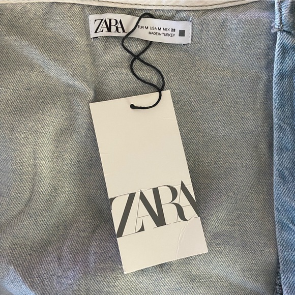 Zara Mixed Media Button Up Mini Dress Denim Jacquard Long Jacket NWT - Picture 8 of 9